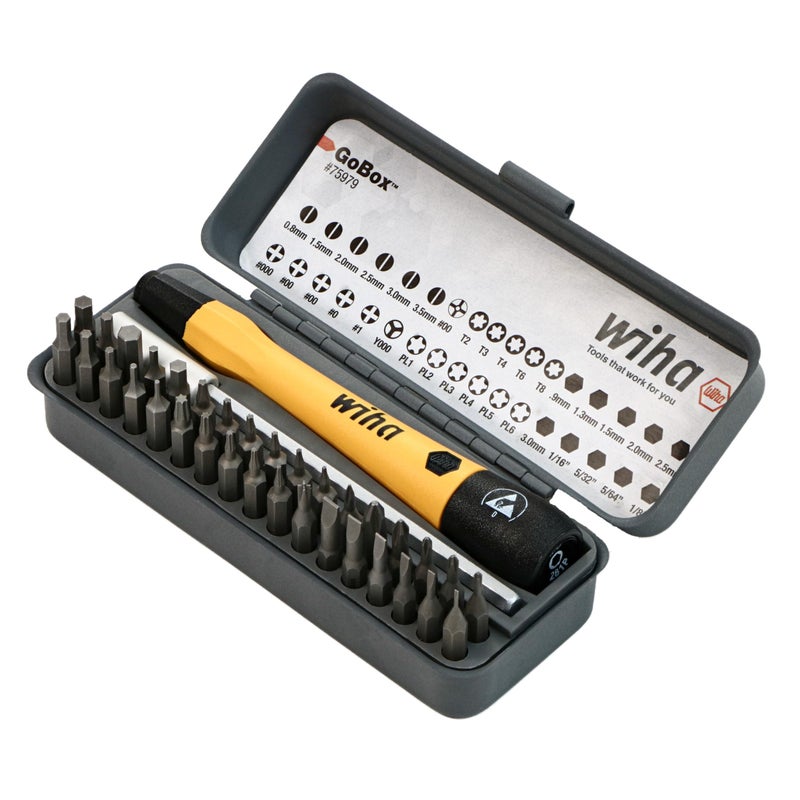 ويها مجموعة لقم صغيرة دقيقة من Wiha 75979 مكونة من 36 قطعة من GoBox Electronics ESD - Image 2